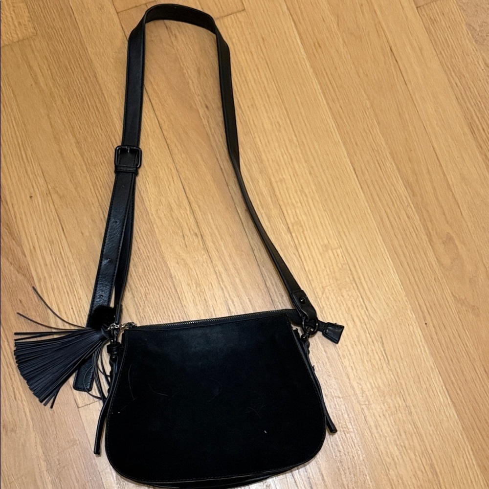 Chic Black Crossbody Bag with Tassel